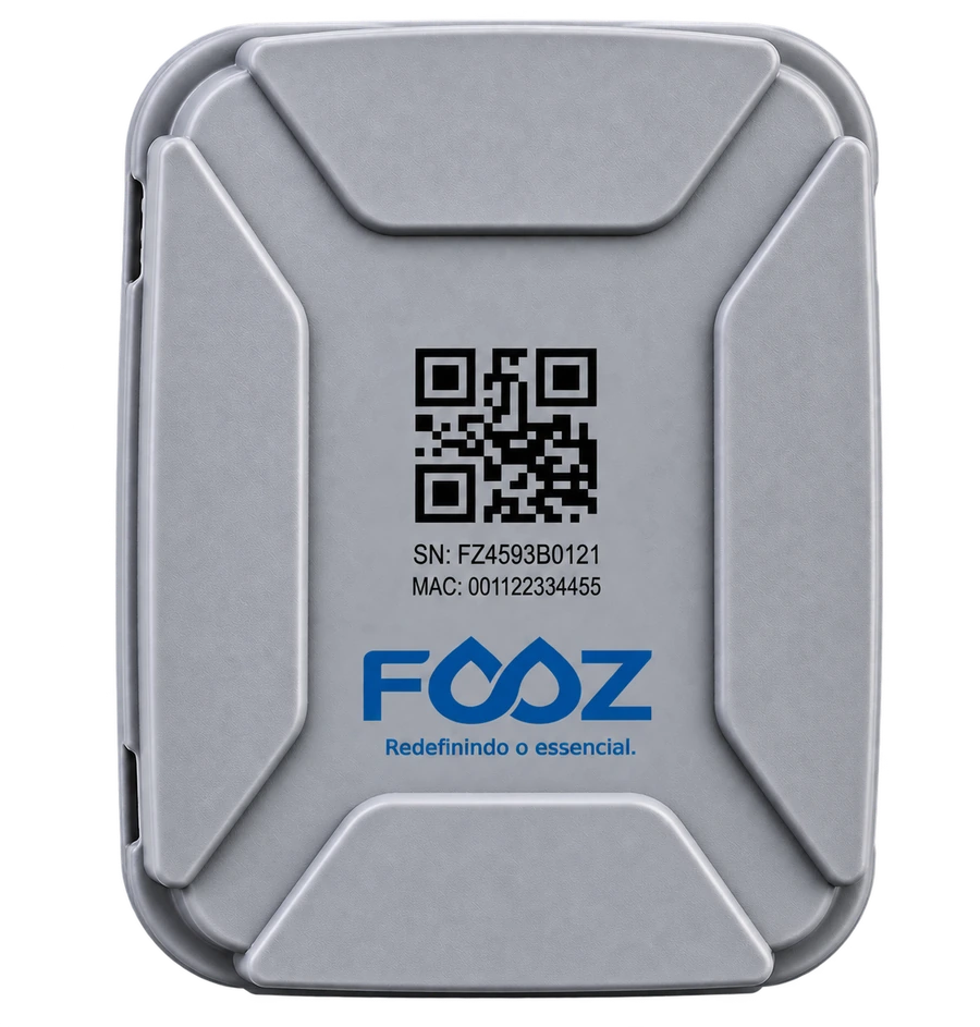 Módulo de telemetria identificado com a marca FOOZ para integração de leituras à plataforma.