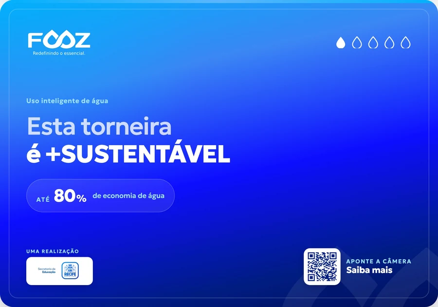 Adesivo FOOZ de conscientização aplicado em uma torneira
